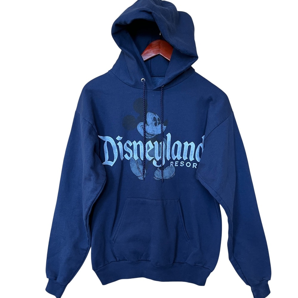 Disney Mickey Mouse Disneyland Resort Hoodie Navy Blue Hanes Medium